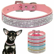 Soft Bling Puppy Leather Rhinestone Diamante Dog Collar