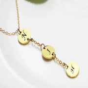 Gold Plated 3 Disc Y Necklace 