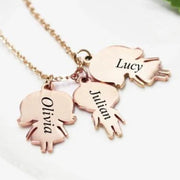 Three kids necklace rose gold plated 