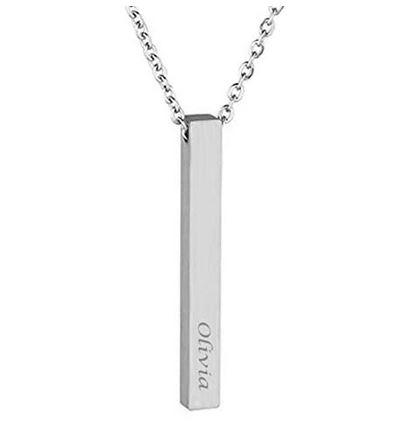 Silver Plated 3D Bar Necklace