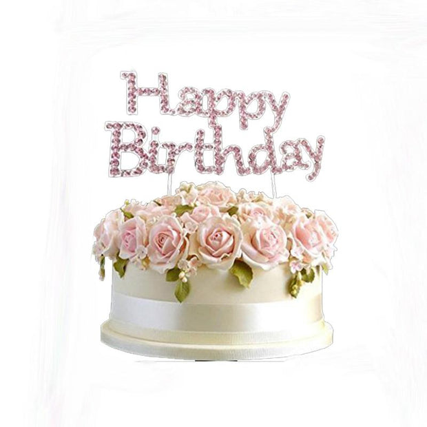 Pink Rhinestone Crystal Birthday Cake Topper Number Pick