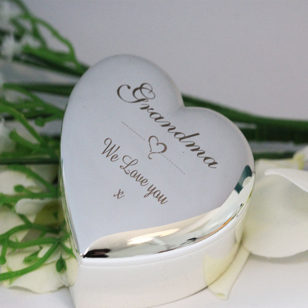 Silver, Gold or Rose Gold Plated Trinket Jewellery Heart Box