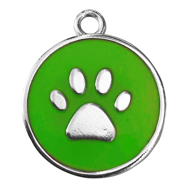 Round Color Paw Engraved Pets Name Tag Identity Disc