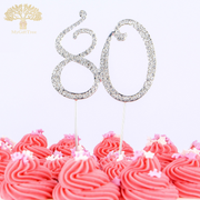 Number Pick 0-80 Small Rhinestone Crystal Cake Topper