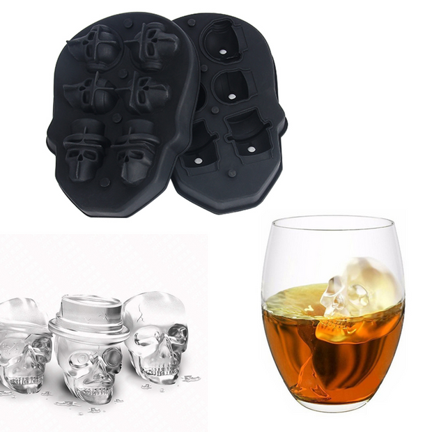 3D Silicone Skull Ice Cube Mould Tray 6 Grids