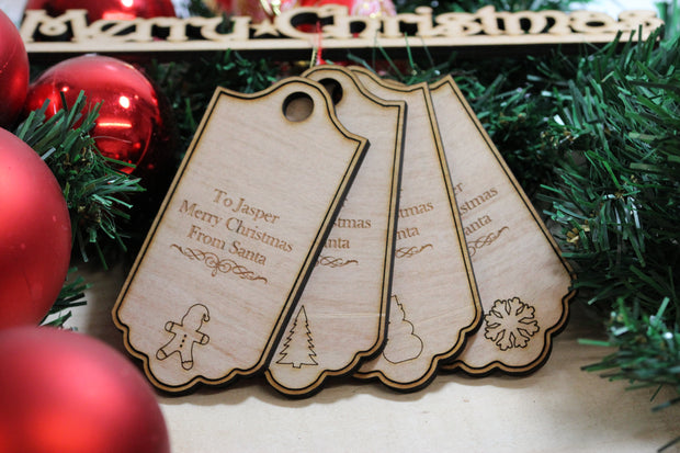Set of 4 Pine Christmas Present Gift Tags