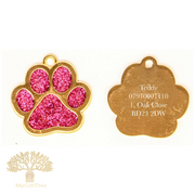 Glitter Paw Dog Cat Pet Engraved ID Tag Disc
