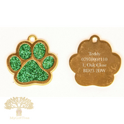 Glitter Paw Dog Cat Pet Engraved ID Tag Disc 