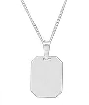 925 Sterling Silver Necklace 20" Chain With Octagon Pendant 