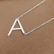 Personalised 26 English Letter Pendant Necklace Stainless Steel Jewellery - Silver