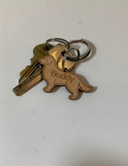 Personalized Wooden Dog Key Ring 