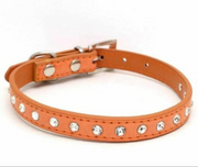 31cm Adjustable Pet Diamante Rhinestone Leather Collars