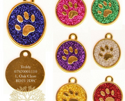 Pets Identity Disc Round Color Paw Engraved With Pets ID Name Tag