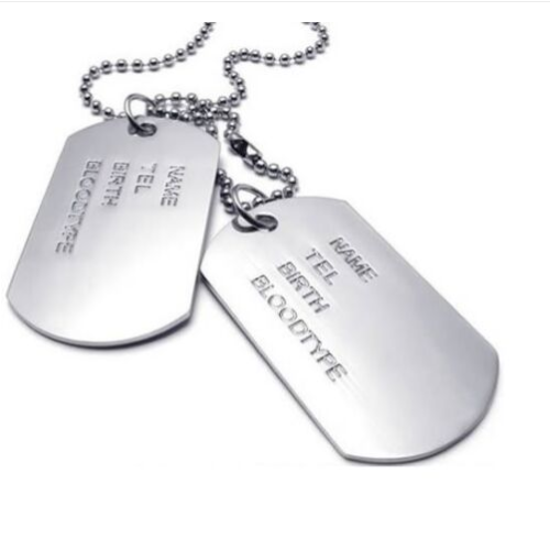 Army Dog Tags Name Necklace Silver Plated Men's Women's 