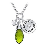 Teardrop Birthstone Necklace With Personalised Circle Disc