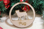 Personalized Christmas Dog Tree Wood Decoration 