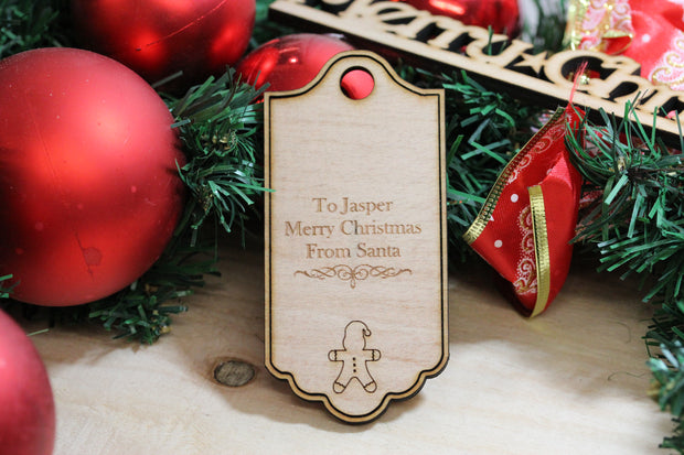 Personalized Ginger Bread Man Wood Christmas Gift Tag  