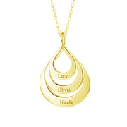 Gold Plated 3 Droplet Ring Pendant Necklace 