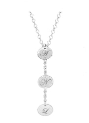 Silver Plated 3 Disc Y Necklace 