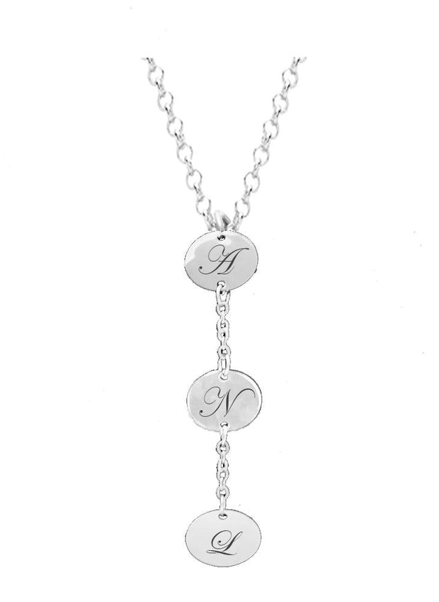 Silver Plated 3 Disc Y Necklace 