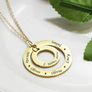 Gold Plated 2 Ring Disc Pendant Name Necklace