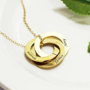 3 linked gold plated ring pendant