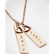 Rose Gold Plated X2 Bar & Heart Name Necklace 