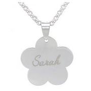 Flower Silver Pendant Charm Necklace with Engrave