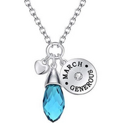 Teardrop Birthstone Necklace With Personalised Circle Disc