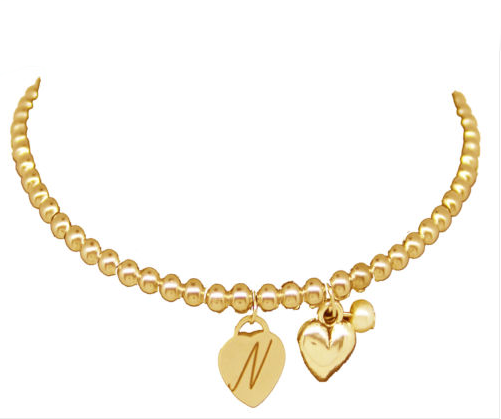 Personalised Double Heart Pendant Engraved- Gold - My Name Chain