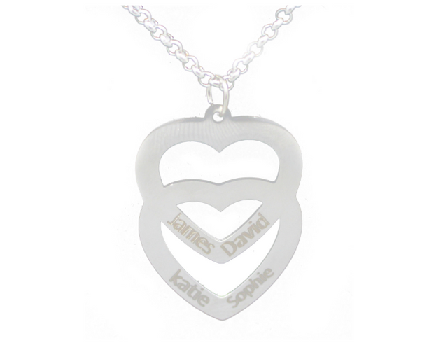 Personalised Double Love Heart Necklace 4 Names - My Name Chain