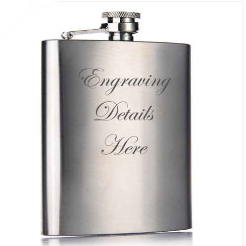 Personalised Engraved 6oz Hip Flask Mens Wedding - My Name Chain