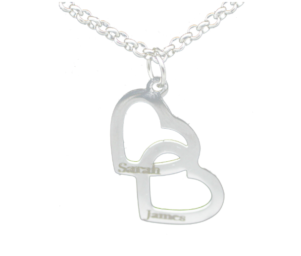Love Double Heart Silver Plated Necklace 