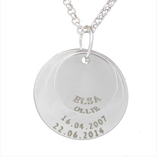 Silver Plated Triple Ring Disc Pendant Necklace
