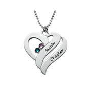 Personalised 925 Sterling Silver Heart Love Shaped Necklace with Stone Inlaid Customisable Jewellery