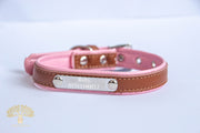 Stainless Steel Iron Lettering Pink Leather Collar