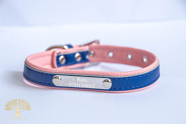 Stainless Steel Iron Lettering Pink Leather Collar