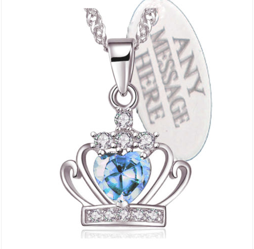 Blue Crown Birthstone Necklace 