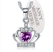 Purple Crown Birthstone Necklace with Personalised Oval