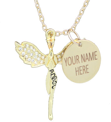 Gold Plated Women's Personalised Guardian Angel Pendant   