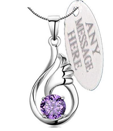 Angel Wing Purple Birthstone Necklace