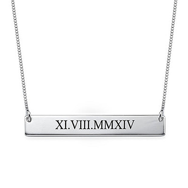 925 Sterling Silver Personalised Bar Necklace W/Chain for Woman Christmas Gift
