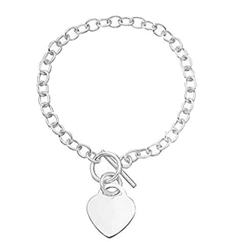 Personalized Heart Pendant Engraved Bracelet