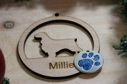Personalised Circle Paw Pet Tag and Wood Pet Bauble