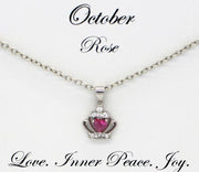 Crown Birthstone Necklace -October - My Name Chain
