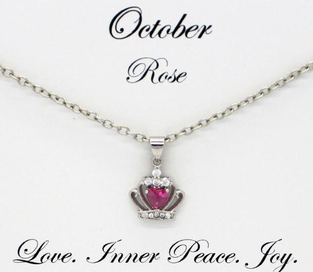 Crown Birthstone Necklace -October - My Name Chain