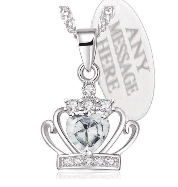 White Crown Birthstone necklace  