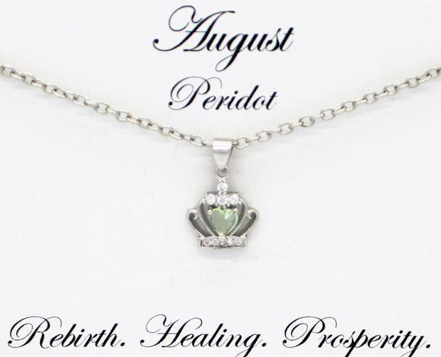 Crown Birthstone Necklace - August - My Name Chain