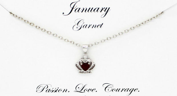 Red Crown Birthstone Necklace 
