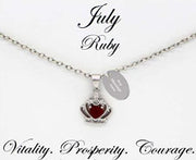 Crown Birthstone Necklace With Personalised Oval